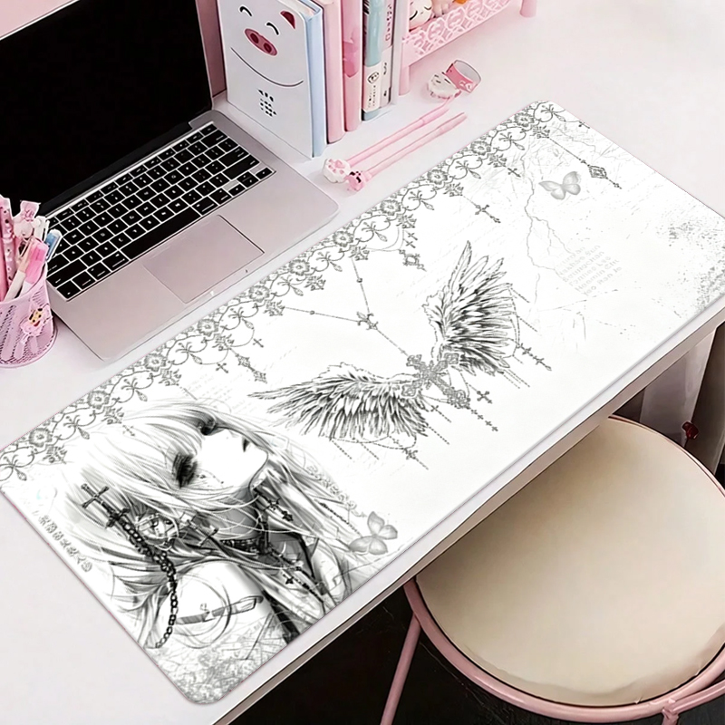 Esports Gaming Desk - Mousepad de Couro Preto e Branco
