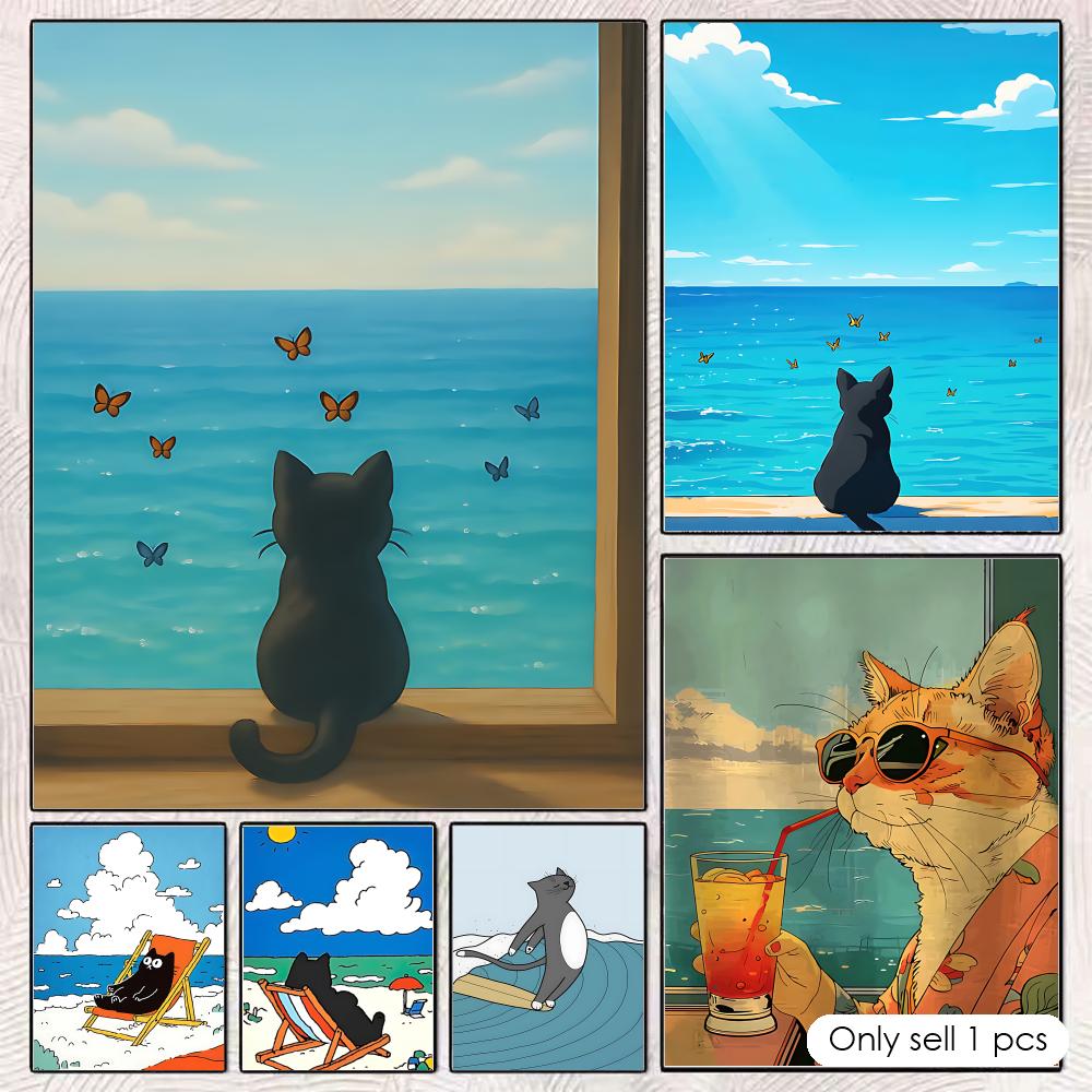 Esports Gaming Wallpaper - Pôster de Gato na Praia, Arte