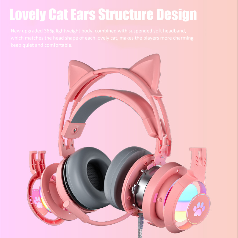 Cute Cat Ear Gaming Headphones - Esports Gaming Headphones avaliação e preço