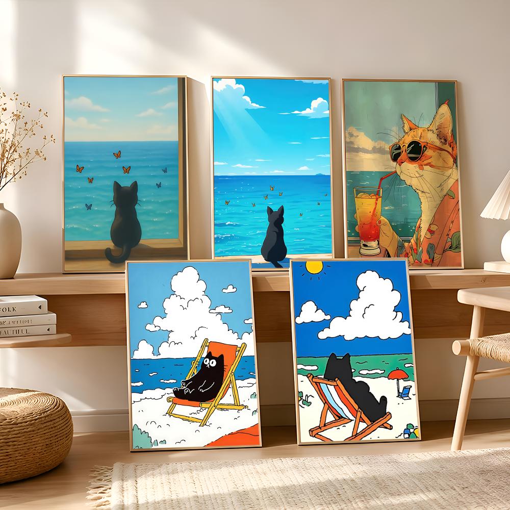 Pôster de Gato na Praia, Arte  - Esports Gaming Wallpaper avaliação e preço